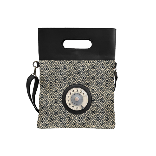 Emma phone bag 2.0 raffia optical nero