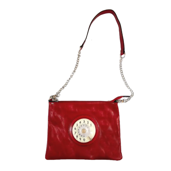 Lucky phone bag silver dark red