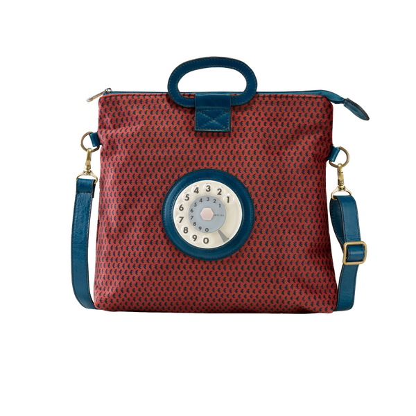 Emma phone bag blu di Prussia e rosa cannella