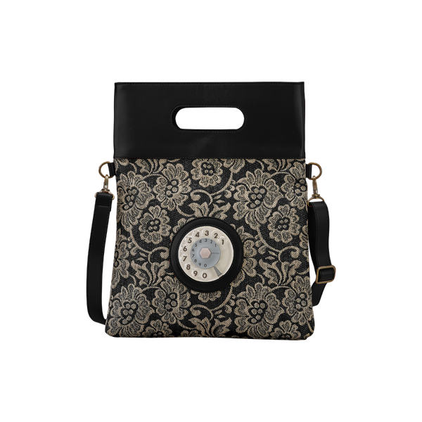 Emma phone bag 2.0 raffia damascato nero