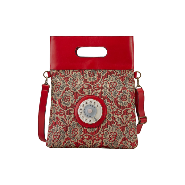 Emma phone bag 2.0 raffia damascato rosso