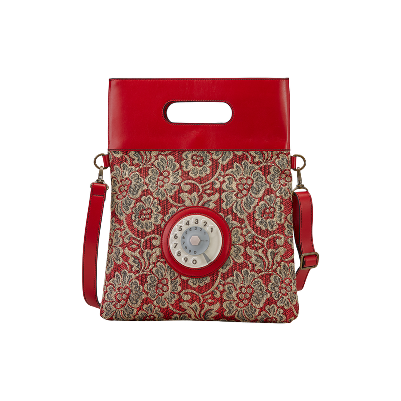 Emma phone bag 2.0 raffia damascato rosso