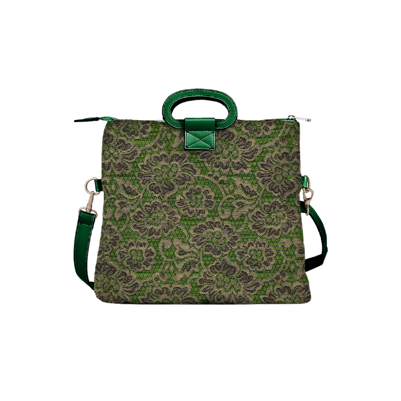 Emma phone bag raffia damascato verde