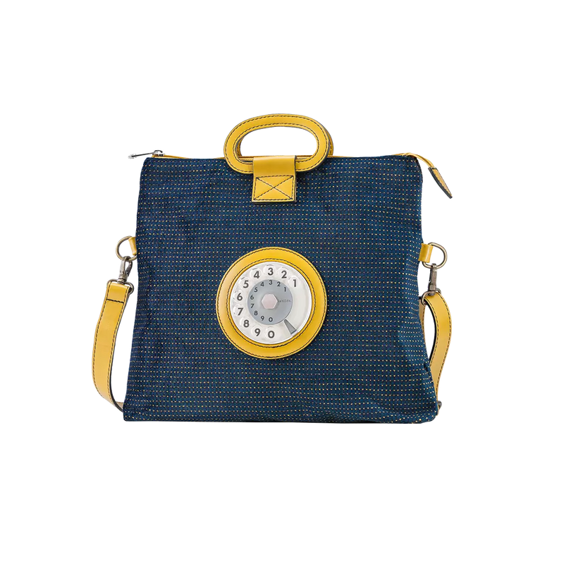 Emma phone bag mustard and blue