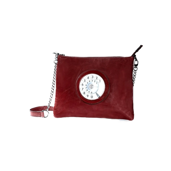 Lucky phone bag silver dark red