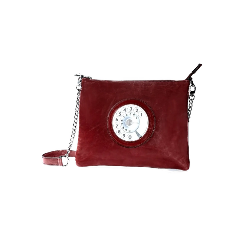 Lucky phone bag silver dark red