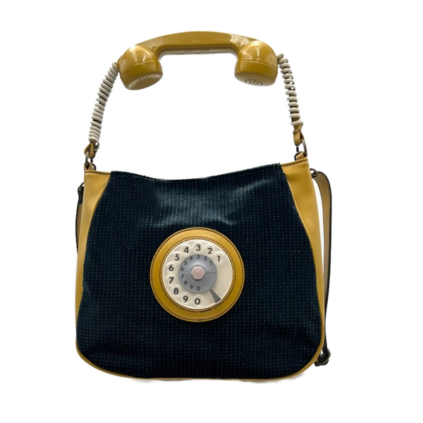 Phone bag mustard and blue