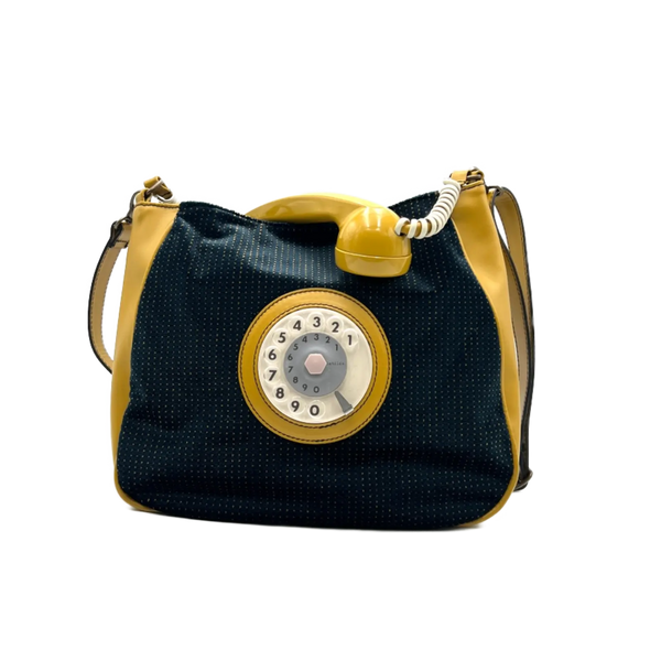 Phone bag mustard and blue